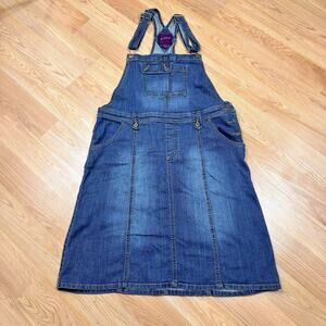 Women’s Denim Overall Dress Large Western Cowboy Faded Y2K Country Fall Farmer